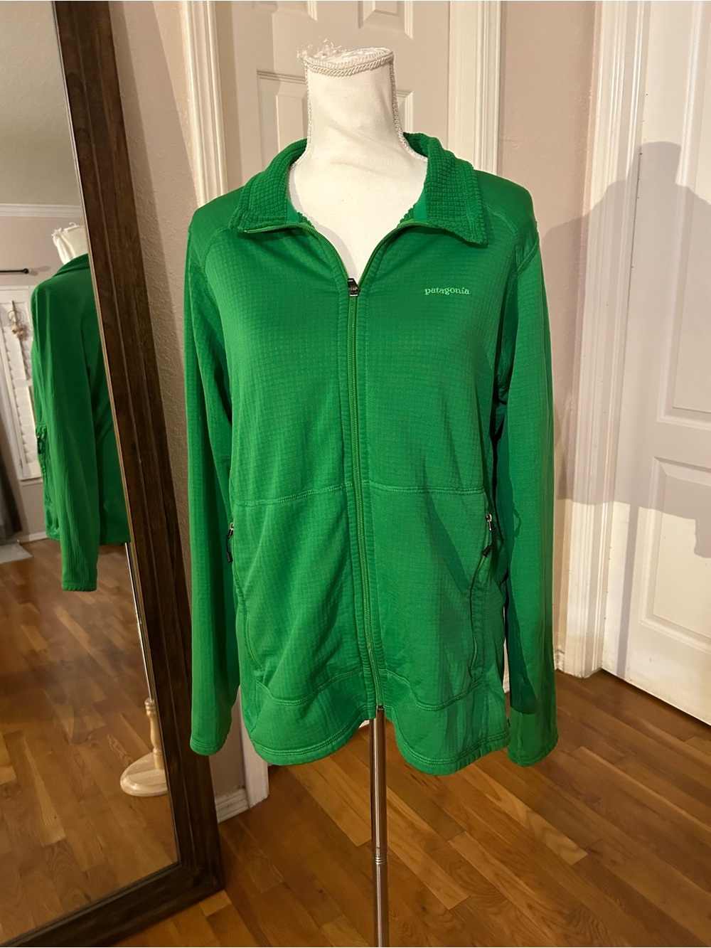 Patagonia Green R1 Full Zip Fleece Waffle Grid Jacket Women’s XL